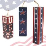 Hying 3 Pieces Veterans Day Table Decorations Patriotic Tiered Tray Labor Day Wooden Blocks American Stars Stripes Table Centerpieces Rustic Wood Signs for Tabletop Decorations