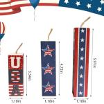 Hying 3 Pieces Veterans Day Table Decorations Patriotic Tiered Tray Labor Day Wooden Blocks American Stars Stripes Table Centerpieces Rustic Wood Signs for Tabletop Decorations