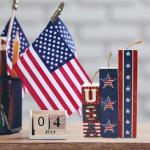 Hying 3 Pieces Veterans Day Table Decorations Patriotic Tiered Tray Labor Day Wooden Blocks American Stars Stripes Table Centerpieces Rustic Wood Signs for Tabletop Decorations
