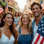 EMOME 4th of July Decorations, 10 Sheets Independence Day Face Tattoos Temporary, Red White and Blue American Flag for Party Supplies, 4th of July Accessories Patriotic Stickers for Women & Kids