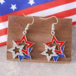 4th of July Patriotic Earrings, USA Patriotic Dangle Earrings, American Flag Earrings, Stars & Stripes Earring, Independence Day Stud Dangle Drop, Red White and Blue Earrings Hook Fashion Jewelry Gift for Women (Style-E)