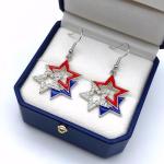4th of July Patriotic Earrings, USA Patriotic Dangle Earrings, American Flag Earrings, Stars & Stripes Earring, Independence Day Stud Dangle Drop, Red White and Blue Earrings Hook Fashion Jewelry Gift for Women (Style-E)