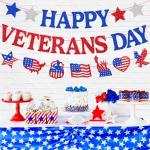 Happy Veterans Day Banner Remember and Honor Theme Decorations Thanks You Veterans Garland America Patriotic Military Army Soldier Heroes Veterans Day Party Supplies