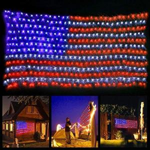 American Flag String Lights, Waterproof Led Flag Net Light, with 420 Super Bright LED, for Yard Garden Decoration, Festival, Holiday, Party Decoration,Christmas Decorations (Plug in Power)