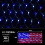 American Flag String Lights, Waterproof Led Flag Net Light, with 420 Super Bright LED, for Yard Garden Decoration, Festival, Holiday, Party Decoration,Christmas Decorations (Plug in Power)