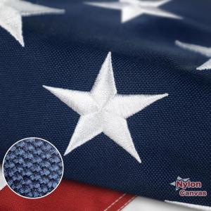 Nylon Canvas American Flag 3x5 FT for Outside Luxury TearProof Series, Premium USA Flag 3x5 FT 600D Longest Lasting, Sturdy High Wind Heavy Duty US Flag 600D with Embroidered Stars, Brass Grommets, Sewn Stripes