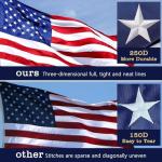 American Flags for Outside 3 x 5 FT, 100% Polyester Heavy Duty US Flag for High Wind Outdoor, Fade Resistant & Waterproof USA Flag with Embroidered Stars, Sewn Stripes, Brass Grommets