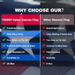 Nylon Canvas American Flag 3x5 FT for Outside Luxury TearProof Series, Premium USA Flag 3x5 FT 600D Longest Lasting, Sturdy High Wind Heavy Duty US Flag 600D with Embroidered Stars, Brass Grommets, Sewn Stripes