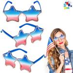 JOYIN 3 Pcs 4th of July Star Shaped Sunglasses, Red White Blue American Sunglasses with Rhinestoned Rim, Patriotic Eyewear for Women, Memorial Fourth of July Independence Day Party Parade Accessory
