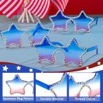 JOYIN 3 Pcs 4th of July Star Shaped Sunglasses, Red White Blue American Sunglasses with Rhinestoned Rim, Patriotic Eyewear for Women, Memorial Fourth of July Independence Day Party Parade Accessory