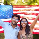 JOYIN 3 Pcs 4th of July Star Shaped Sunglasses, Red White Blue American Sunglasses with Rhinestoned Rim, Patriotic Eyewear for Women, Memorial Fourth of July Independence Day Party Parade Accessory