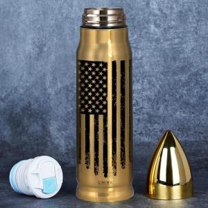 Limima American Flag Stainless Steel Tumbler – 17oz Vacuum Insulated Tumbler with Black USA Flag Design – Patriotic Christmas, Birthday & Retirement Gifts for Veterans, Military, Police, Firefighters