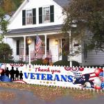 Veterans Day Decorations, Thank You Veterans Yard Sign Banner Patriotic Decorations Memorial Day Hanging Banner for Happy Veteran Day Fence Decoration