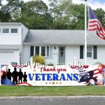 Veterans Day Decorations, Thank You Veterans Yard Sign Banner Patriotic Decorations Memorial Day Hanging Banner for Happy Veteran Day Fence Decoration