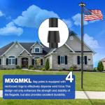 MXQMKL 20FT Heavy Duty Solar Flag Pole Kit,12 Gauge Flag Pole for Outside House Thick Aluminum Flagpole with 136 LED Light & 3x5 American Flag for Outside Ip67 Waterproof,Black