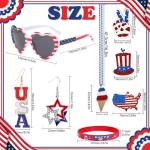 4th of July Bulk Patriotic Party Accessories.Independence Day Supplies Include Patriotic Sunglasses Drop Earrings Necklaces Bracelets.Red White Blue Party Accessories and Memorial Day Parades Supplies