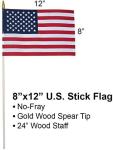 GIFTEXPRESS 12-Pack, Proudly MADE IN U.S.A. 8x12 Inch Spearhead Handheld American Stick Flags/Grave marker American Flags/USA Stick Flag (12)