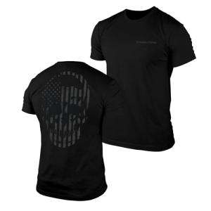 Gymreapers American Reaper Moisture Wicking T-Shirts for Men - Workout Gym Shirts - Running Athletic Tees & Dry Fit Tshirt Black