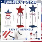 4th of July Tiered Tray Decor Wooden Star Set, 3 Pcs Memorial Day Table Decorations, Rustic Patriotic Tabletop Home Decor, Red White and Blue Decorations for Home (Retro)