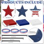 4th of July Tiered Tray Decor Wooden Star Set, 3 Pcs Memorial Day Table Decorations, Rustic Patriotic Tabletop Home Decor, Red White and Blue Decorations for Home (Retro)