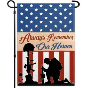 Memorial Day Garden Flag 12x18 Inch Double Sided Always Remember Our Heroes 4th of July Independence Day Patriotic Garden Flags for Outside Yard Sign Outdoor Garden Holiday Decoration