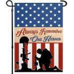 Memorial Day Garden Flag 12x18 Inch Double Sided Always Remember Our Heroes 4th of July Independence Day Patriotic Garden Flags for Outside Yard Sign Outdoor Garden Holiday Decoration