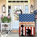 Memorial Day Garden Flag 12x18 Inch Double Sided Always Remember Our Heroes 4th of July Independence Day Patriotic Garden Flags for Outside Yard Sign Outdoor Garden Holiday Decoration