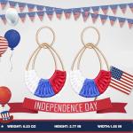 Raffia Teardrop Earrings for Women Boho 4th of July Patriotic Earrings Statement USA Independence Day Earrings the United Rattan Dangle Drop Earring Trendy American Jewelry