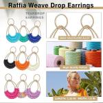 Raffia Teardrop Earrings for Women Boho 4th of July Patriotic Earrings Statement USA Independence Day Earrings the United Rattan Dangle Drop Earring Trendy American Jewelry