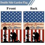 Memorial Day Garden Flag 12x18 Inch Double Sided Always Remember Our Heroes 4th of July Independence Day Patriotic Garden Flags for Outside Yard Sign Outdoor Garden Holiday Decoration