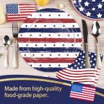 OuMuaMua 150 Pcs American Flag Patriotic Party Plates and Napkins, Blue Red Disposable Tableware Paper Set for Veterans Day Election Day 4th of July Independence Day Decorations, Serves 50