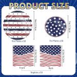 OuMuaMua 150 Pcs American Flag Patriotic Party Plates and Napkins, Blue Red Disposable Tableware Paper Set for Veterans Day Election Day 4th of July Independence Day Decorations, Serves 50
