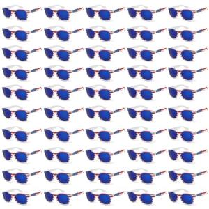 QYVEWY Bulk American Flag Sunglasses for Adult Classic Patriot 4th of July Independence Day Party Supplies 50/100 Pack (50Blue lens)