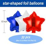 wrovitik 30 pcs Red Blue White Star Foil Balloon, 10 Inch Red Blue White Star Balloons Mylar balloons for Wedding Decoration Party balloon Birthday Decoration