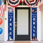 AIBIIN 2pcs American Flag Patriotic Soldier Porch Sign Banners,Patriotic Decoration for Memorial Day-4th of July Decor Hanging,Independence Day Veterans Day Labor Day Hanging Banner for Yard Indoor Outdoor