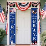 AIBIIN 2pcs American Flag Patriotic Soldier Porch Sign Banners,Patriotic Decoration for Memorial Day-4th of July Decor Hanging,Independence Day Veterans Day Labor Day Hanging Banner for Yard Indoor Outdoor