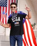 YUSPENYE American Flag Cape Set with Sunglasses, Bandana & Patriotic Tattoo Stickers, UV400 Glasses, 90x150cm Cape, 55x55cm Bandana