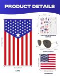 YUSPENYE American Flag Cape Set with Sunglasses, Bandana & Patriotic Tattoo Stickers, UV400 Glasses, 90x150cm Cape, 55x55cm Bandana