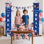 AIBIIN 2pcs American Flag Patriotic Soldier Porch Sign Banners,Patriotic Decoration for Memorial Day-4th of July Decor Hanging,Independence Day Veterans Day Labor Day Hanging Banner for Yard Indoor Outdoor