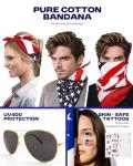 YUSPENYE American Flag Cape Set with Sunglasses, Bandana & Patriotic Tattoo Stickers, UV400 Glasses, 90x150cm Cape, 55x55cm Bandana