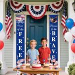 AIBIIN 2pcs American Flag Patriotic Soldier Porch Sign Banners,Patriotic Decoration for Memorial Day-4th of July Decor Hanging,Independence Day Veterans Day Labor Day Hanging Banner for Yard Indoor Outdoor