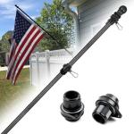 HIBLE Black Flag Pole for House 6 Foot Carbon Fiber Flag Pole with Rust-Free Smooth Bearings Rotating Rings, Strong Metal Screw Flagpole (no Flag no Bracket)