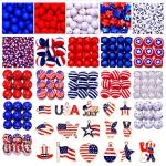 660PCS+ Patriotic Beads Charms for Jewelry Making American Flag Heart Star Charms 4th of July Acrylic Crystal Clay Star Loose Beads for DIY Necklace Bracelet Earrings (660PCS+ (Beads+Charms))