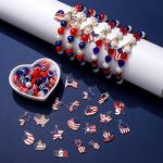 660PCS+ Patriotic Beads Charms for Jewelry Making American Flag Heart Star Charms 4th of July Acrylic Crystal Clay Star Loose Beads for DIY Necklace Bracelet Earrings (660PCS+ (Beads+Charms))