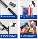 HIBLE Black Flag Pole for House 6 Foot Carbon Fiber Flag Pole with Rust-Free Smooth Bearings Rotating Rings, Strong Metal Screw Flagpole (no Flag no Bracket)