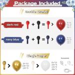 Red White Blue Balloons Arch Double Stuffed, Navy Blue Dark Ruby Red Balloons Garland kit, Matte White Metallic Gold Latex Balloon for Graduation Birthday 4th Of July Patriot Veterans Day Party Decor