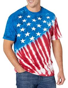 Liquid Blue Men's Plus-Size Stars and Stripes T-Shirt, Tie Dye, X-Large