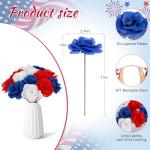 108pcs Roses Head Flowers with Stem - Red Blue White Artificial Flowers Rose Bulk - Silk Rose Fake Flower Arrangement for Patriotic Memorial Bouquet Grave Centerpieces 4th of July Veterans Party Decor