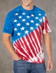 Liquid Blue Men's Plus-Size Stars and Stripes T-Shirt, Tie Dye, X-Large