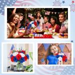 108pcs Roses Head Flowers with Stem - Red Blue White Artificial Flowers Rose Bulk - Silk Rose Fake Flower Arrangement for Patriotic Memorial Bouquet Grave Centerpieces 4th of July Veterans Party Decor